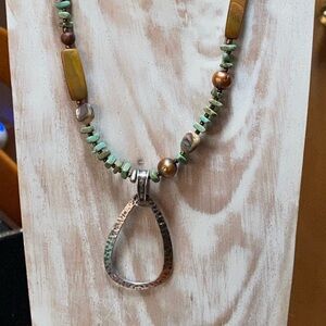 SILPADA sterling Silver and green howlite Beaded Necklace N1786 18”+2” extender